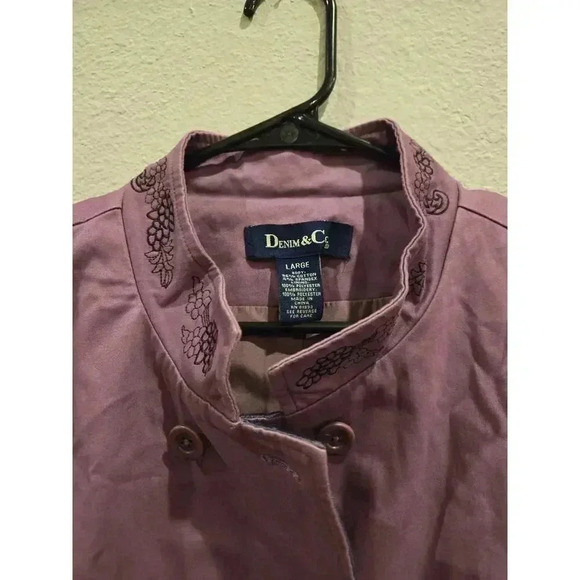 Denim & Co Women's L Purple Embroidered Spring Jacket Mid-Length - Picture 4 of 13